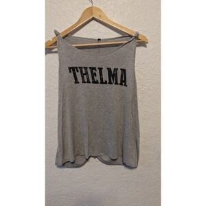 Triumph Thelma Graphic Tank Top Grey Sleeveless Tie Back Women's Size L